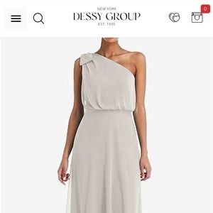 THE DESSY GROUP - ONE-SHOULDER BOW BLOUSON BODICE MAXI DRESS IN OYSTER